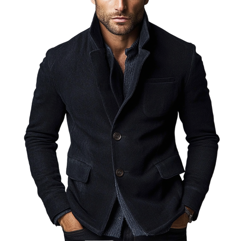 Men's Vintage Faux Wool Solid Color Casual Single-Breasted Jacket MTA2528H7X