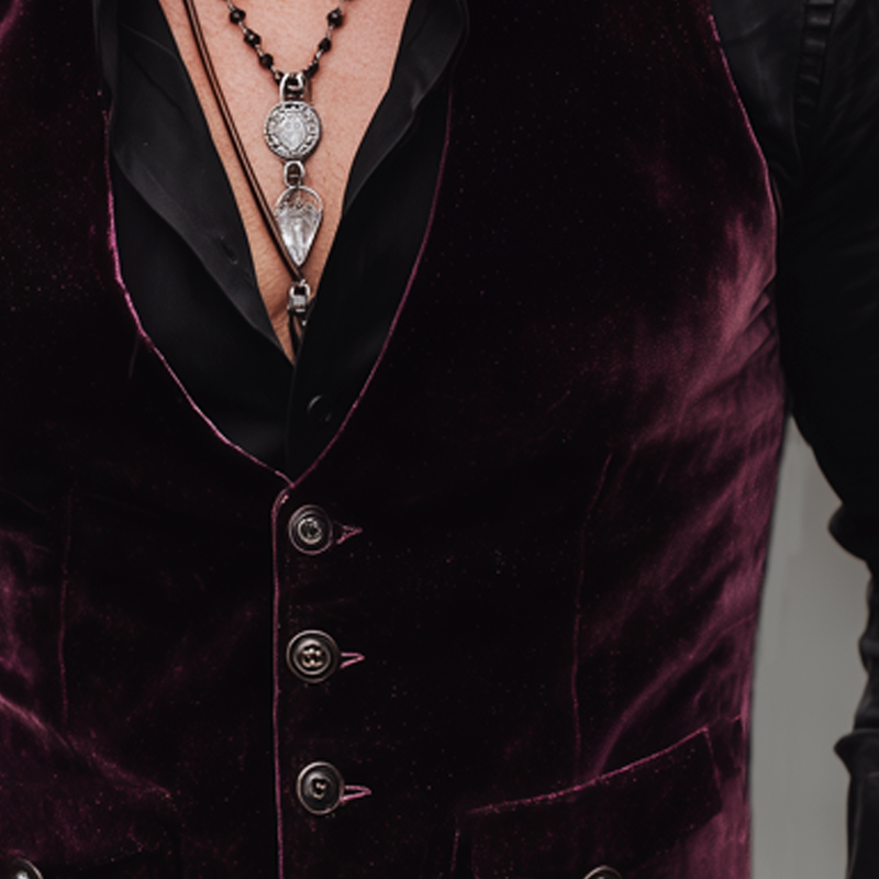 Men's Business Velvet V-neck Single-breasted Vest MTA1471H1U
