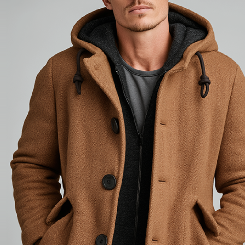 Men's Retro Casual Herringbone Hooded Jacket MTA2566K9TO