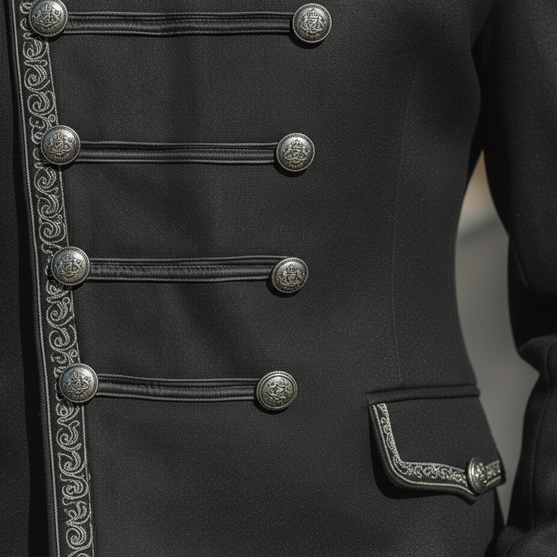 Men's Fall Fashion Embroidered Trim Cotton Blend Stand Collar Military Jacket MTA2843I1P