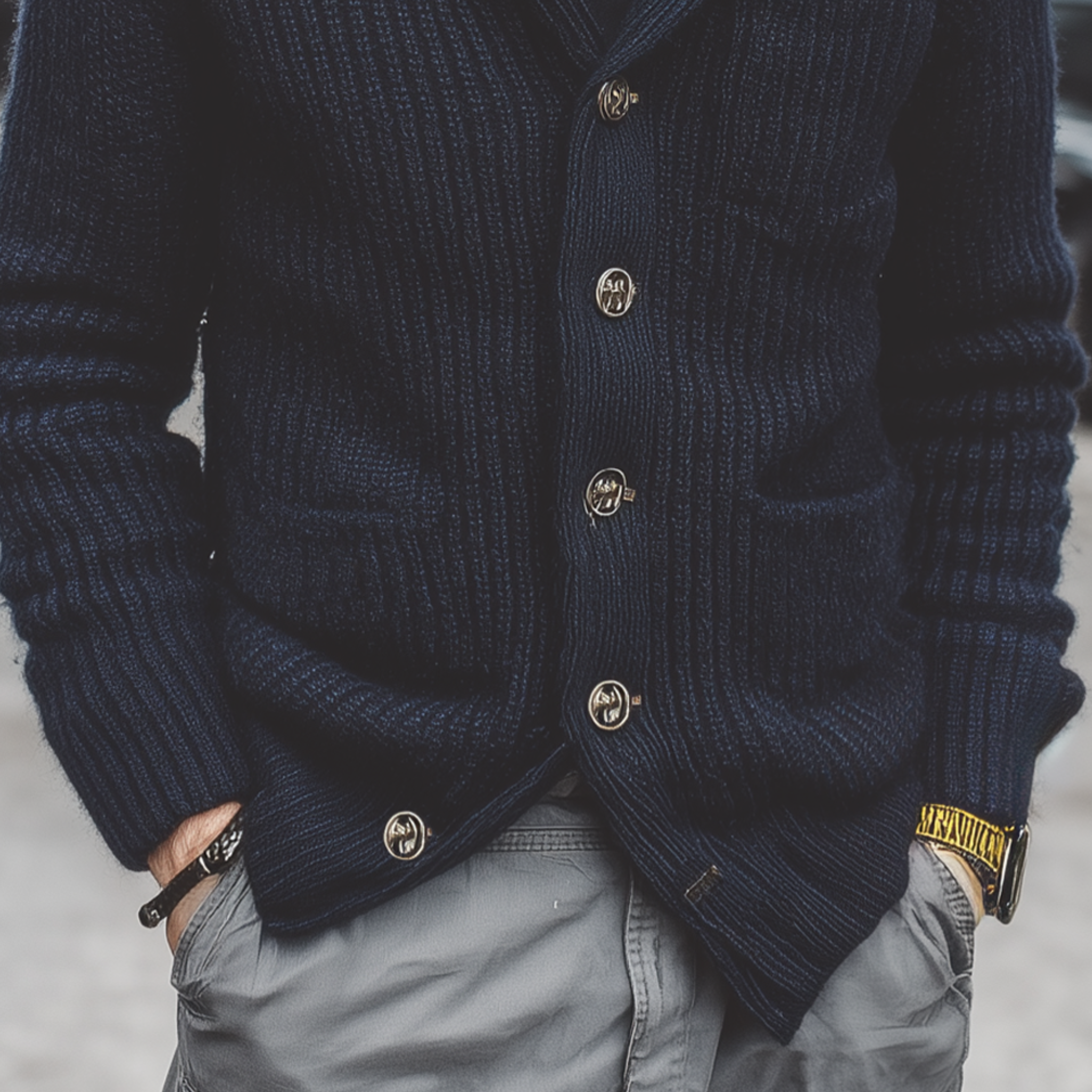 Men's Classic Casual  Multi-pocket Slim Fit Knitted Cardigan MTA1931I9K