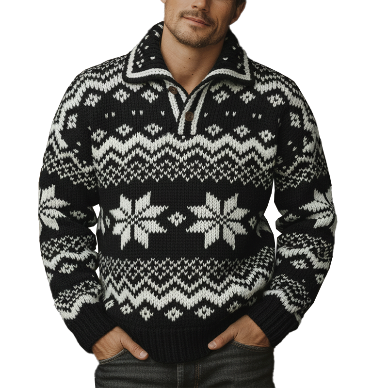Men's Stylish Winter Fair Isle-style Knitted Jacquard Cotton Sweater MTA3065I5P