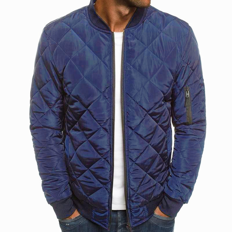 Men's Padded Stand Collar Solid Color Thermal Padded Jacket 17181514X