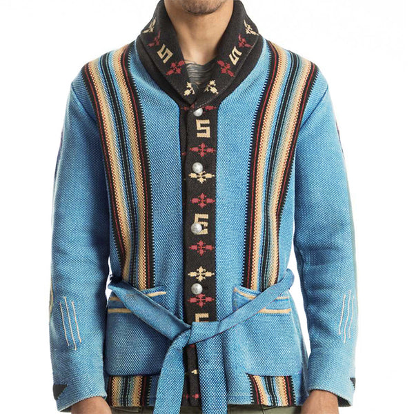 Men's Vintage Blend Knitted Jacquard Lapel Cardigan 88376368X