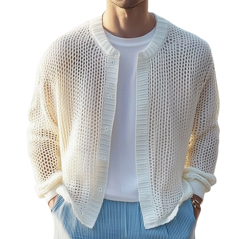 Men's Comfortable Breathable Mesh Knitted Cardigan MTA2723D3U