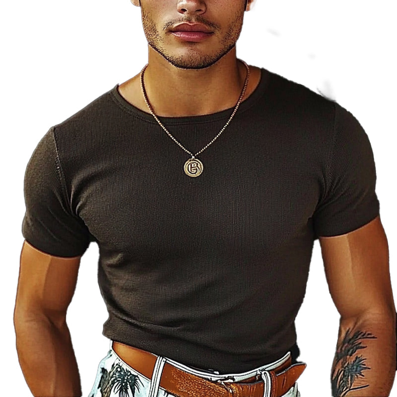 Men's Slim Fit Basic Round Neck Short Sleeve T-Shirt 59083364X