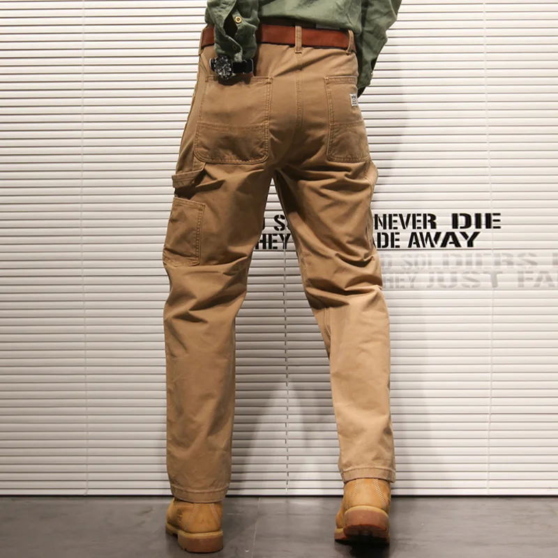 Men's Fashion Solid Straight Multi-pocket Cargo Pants 39130212Z