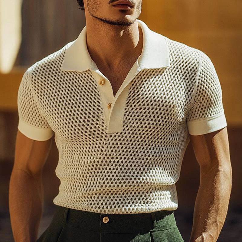 Men's Summer POLO Collar Breathable Mesh T-Shirt MTA2160D8U