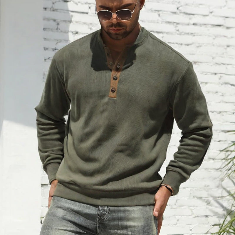 Sweat-shirt à manches longues et col montant pour homme, style décontracté, pour l'extérieur, 35682481X