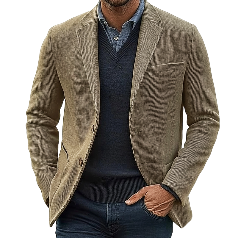Men's Business Notched Lapel Twill Two-button Blazer MTA0889H9U