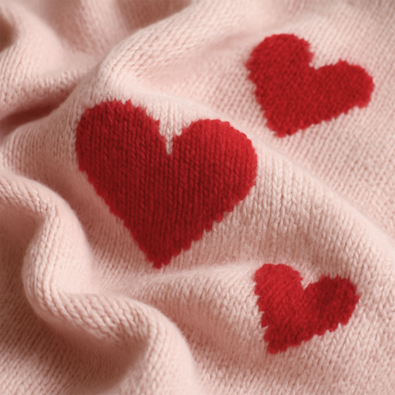 Men's Casual V-Neck Heart Pattern Pink Pullover Sweater MTA1357I5U