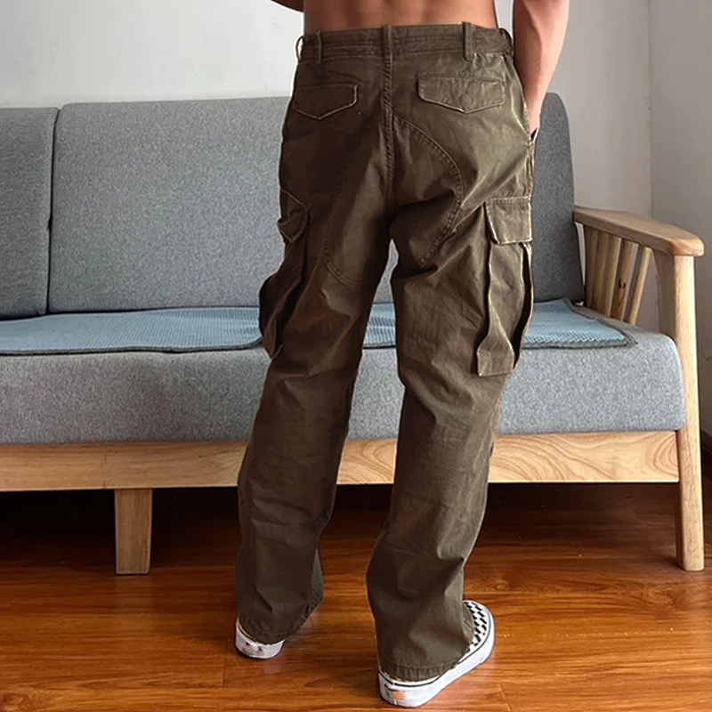 【Envío en 24 horas】Pantalones cargo paracaidistas resistentes al desgaste con bolsillos grandes y sueltos para hombre 35879567Z