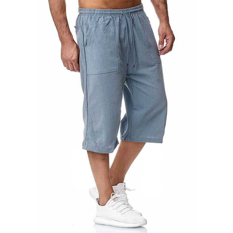 Short de sport décontracté en coton et lin pour homme 30169548M