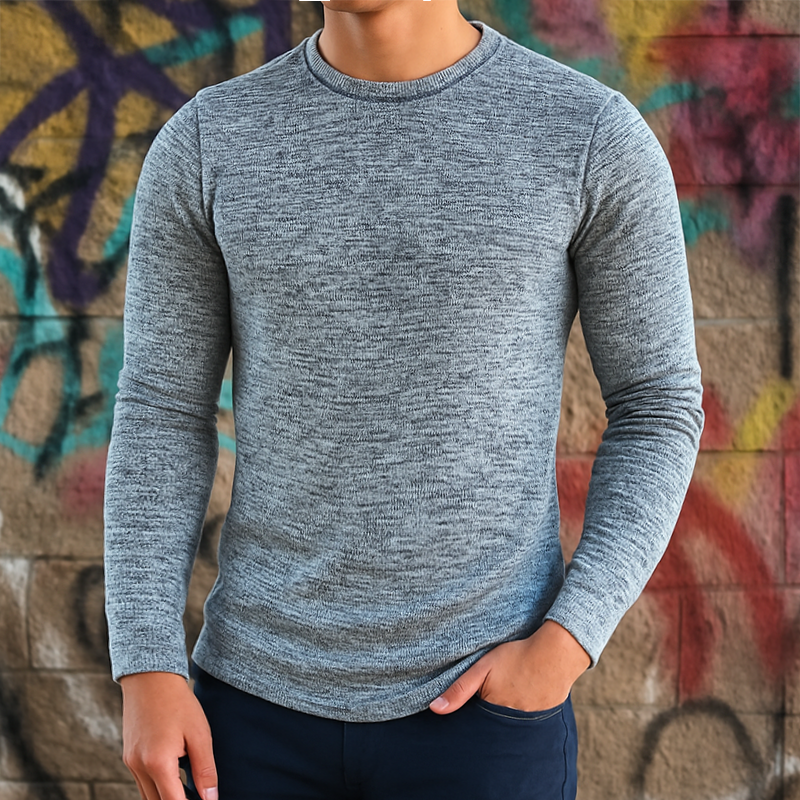 Herre retro rund hals slim fit langermet t-skjorte MTA0421G5TO