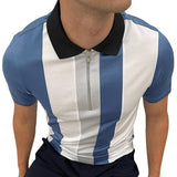 Men's Striped Lapel Polo Short Sleeve T-Shirt 76008097Y