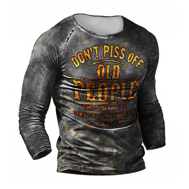 Men's Digital Print Slim Fit Round Neck Long Sleeve T-Shirt 33050311K