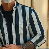 Men's Retro Casual Striped Pocket Thin Jacket 92544954TO