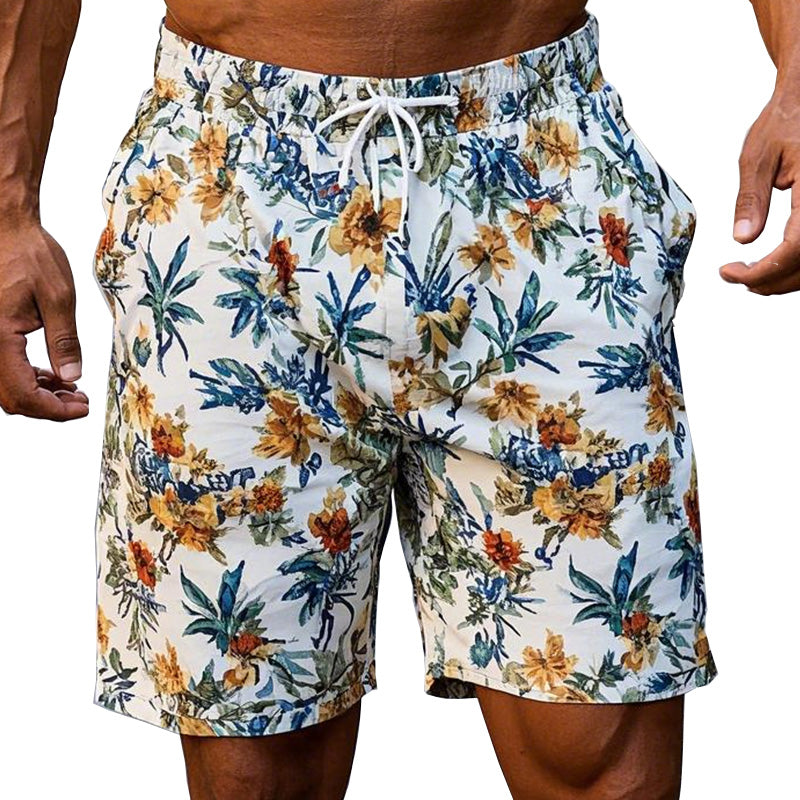 Men's Casual Resort Print Linen Shorts 31741585P