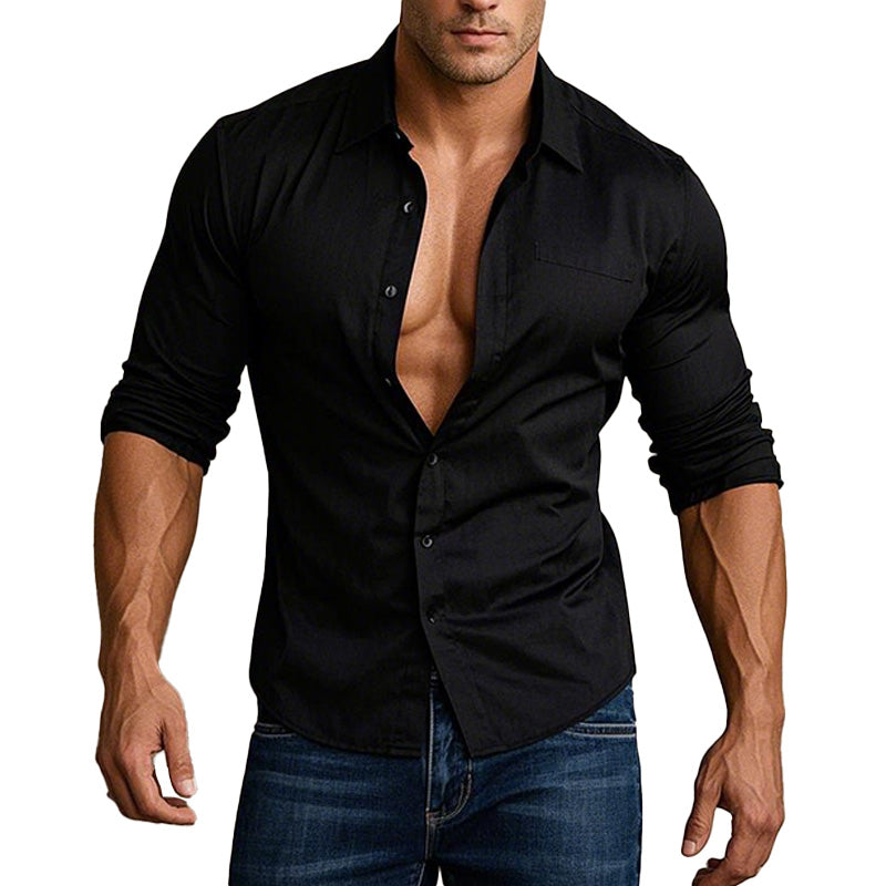 Men's Faux Acetate Fashion Long Sleeve Shirt 46734849P