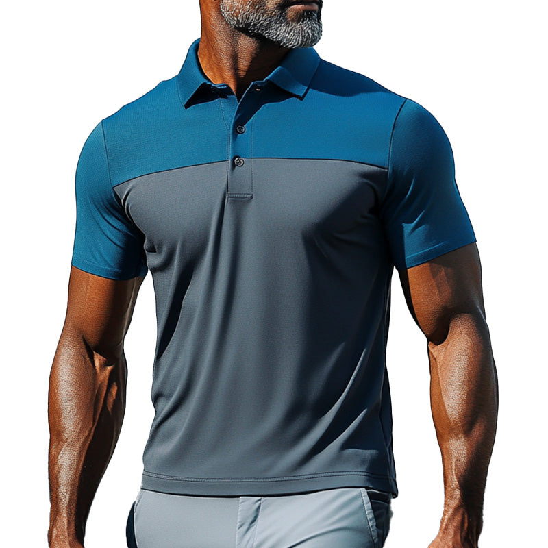 Men's Patchwork Breathable Quick-drying Sports Polo Shirt 72337947P