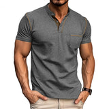 Men's Casual Colorblock Henley Collar Short Sleeve T-Shirt 53275107Y