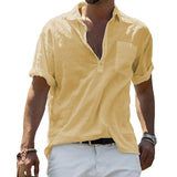 Men's Casual Lapel Loose Short Sleeved Shirt 98858547M