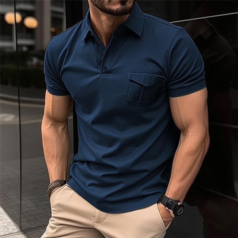 Men's Casual Slim Lapel Short Sleeve Polo Shirt 18107009M