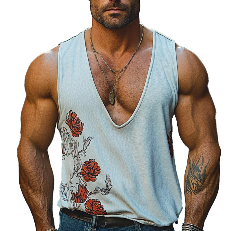 Men's Deep V Neck Printed Vest 28733215P