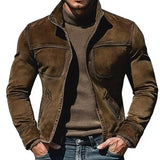 Men's Suede Stand Collar Jacket 67773897U