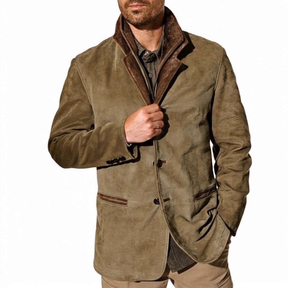 【Envío en 24 horas】Chaqueta de piel de ante vintage de otoño para hombre 83271229YJ