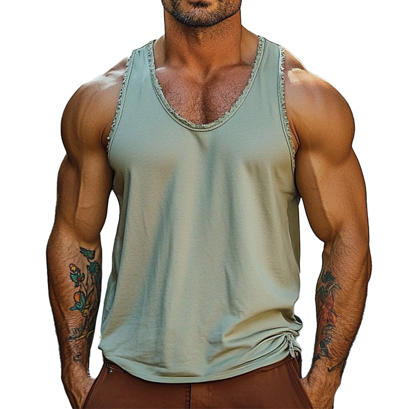 Men's Raw Edge V-Neck Simple Vest 20781218P