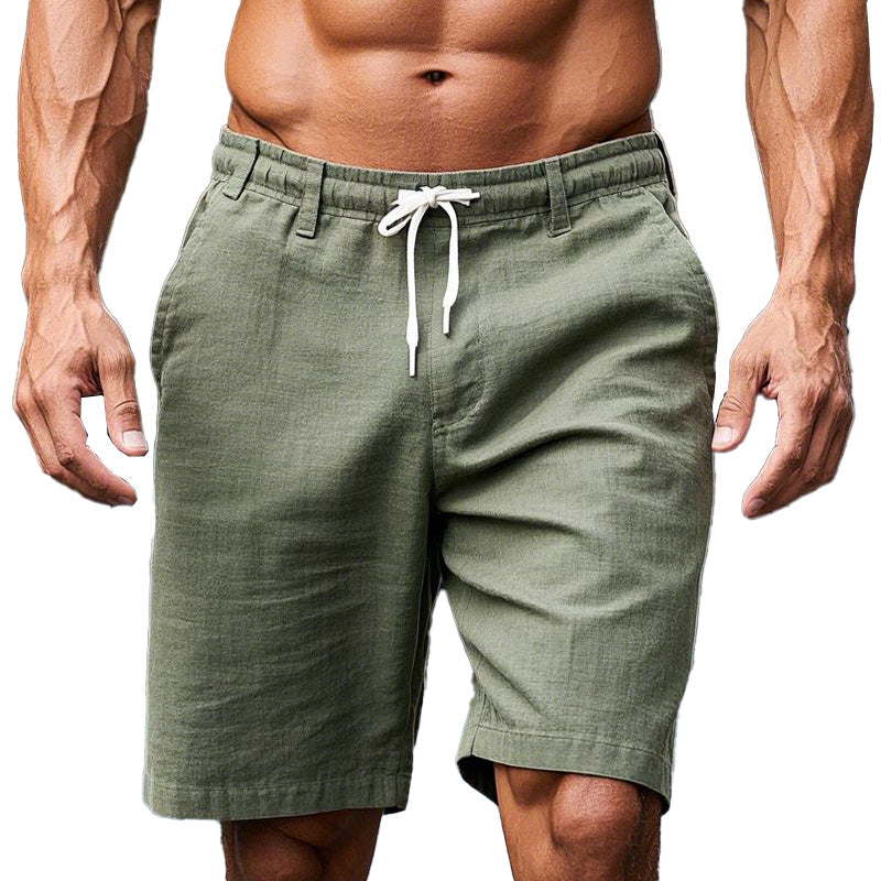 Men's Light Army Green Solid Color Breathable Casual Shorts 15737769P