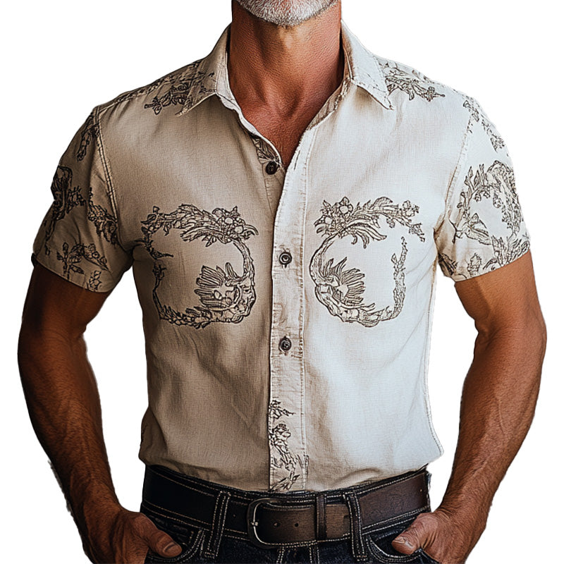 Men's cotton blend printed short sleeve shirt 88063274P