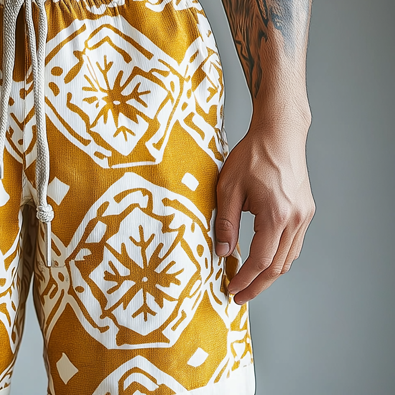 Men's Summer Fashion Printed Polyester Blended Casual Shorts MTA0986F1P