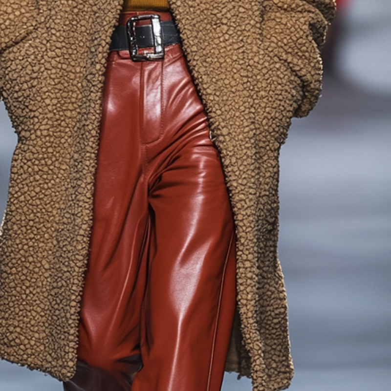 Men's Solid Color Fleece Lapel Long Coat MTA0549L0X