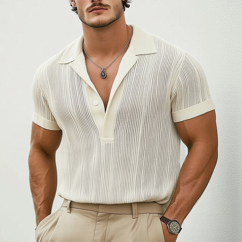 Men's Summer Classic Knitted Breathable POLO Neck T-Shirt MTA2982D2U
