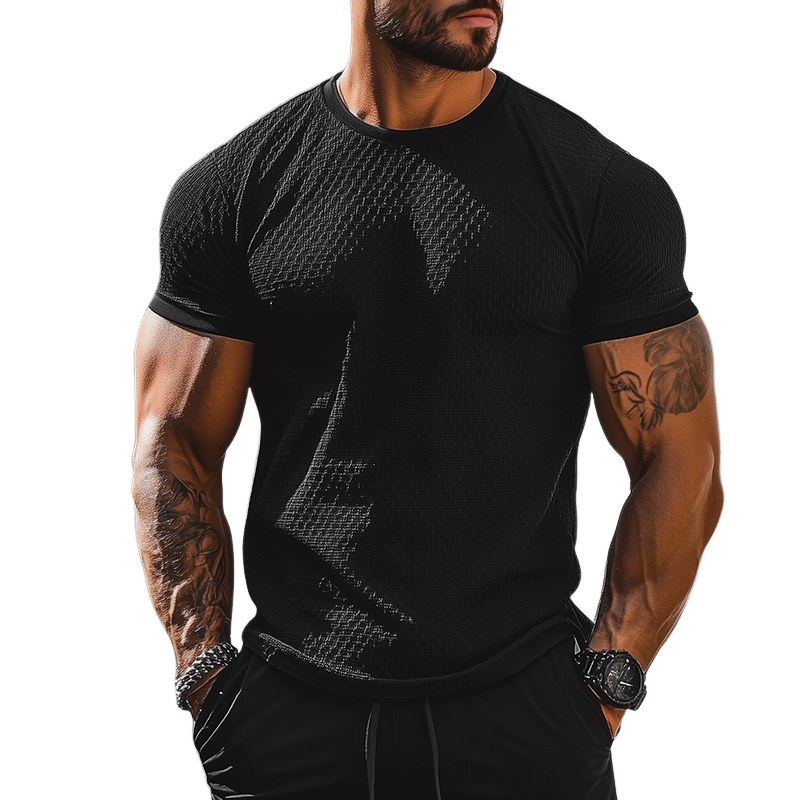 Men's Retro Casual Solid Color Round Neck Short Sleeve T-Shirt MTA1610E5TO