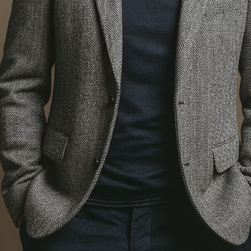 Men's Herringbone Blend Lapel Blazer MTA0672K7X