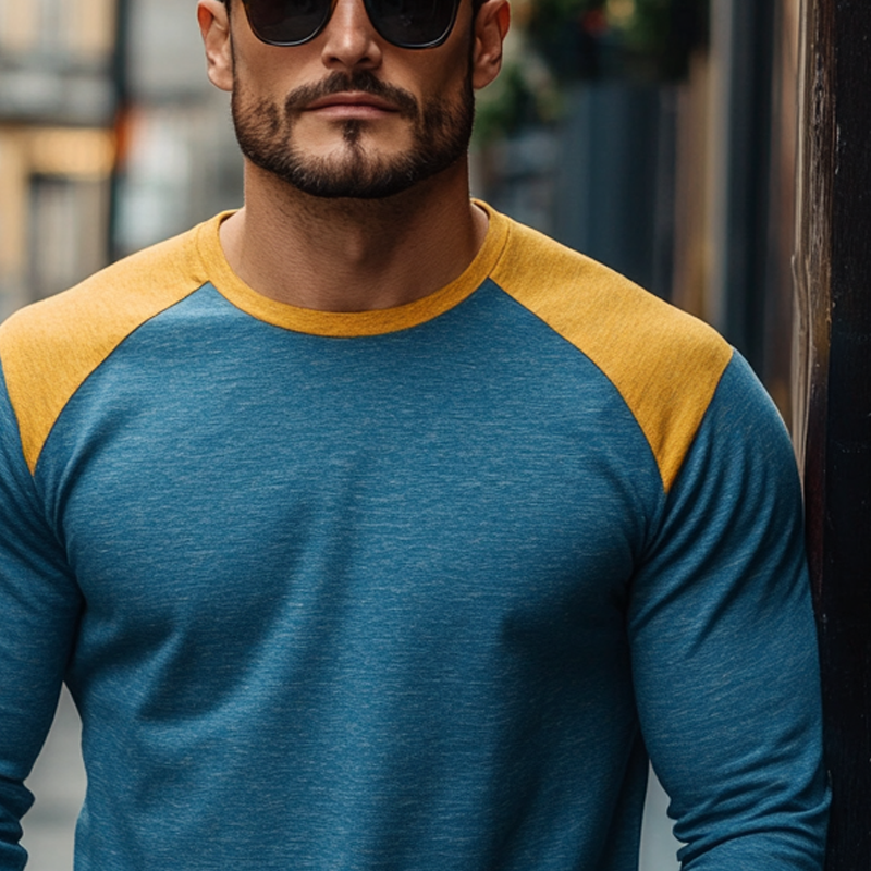 Men's Cotton Blend Crew Neck Long-sleeved T-shirt MTA0406L7X