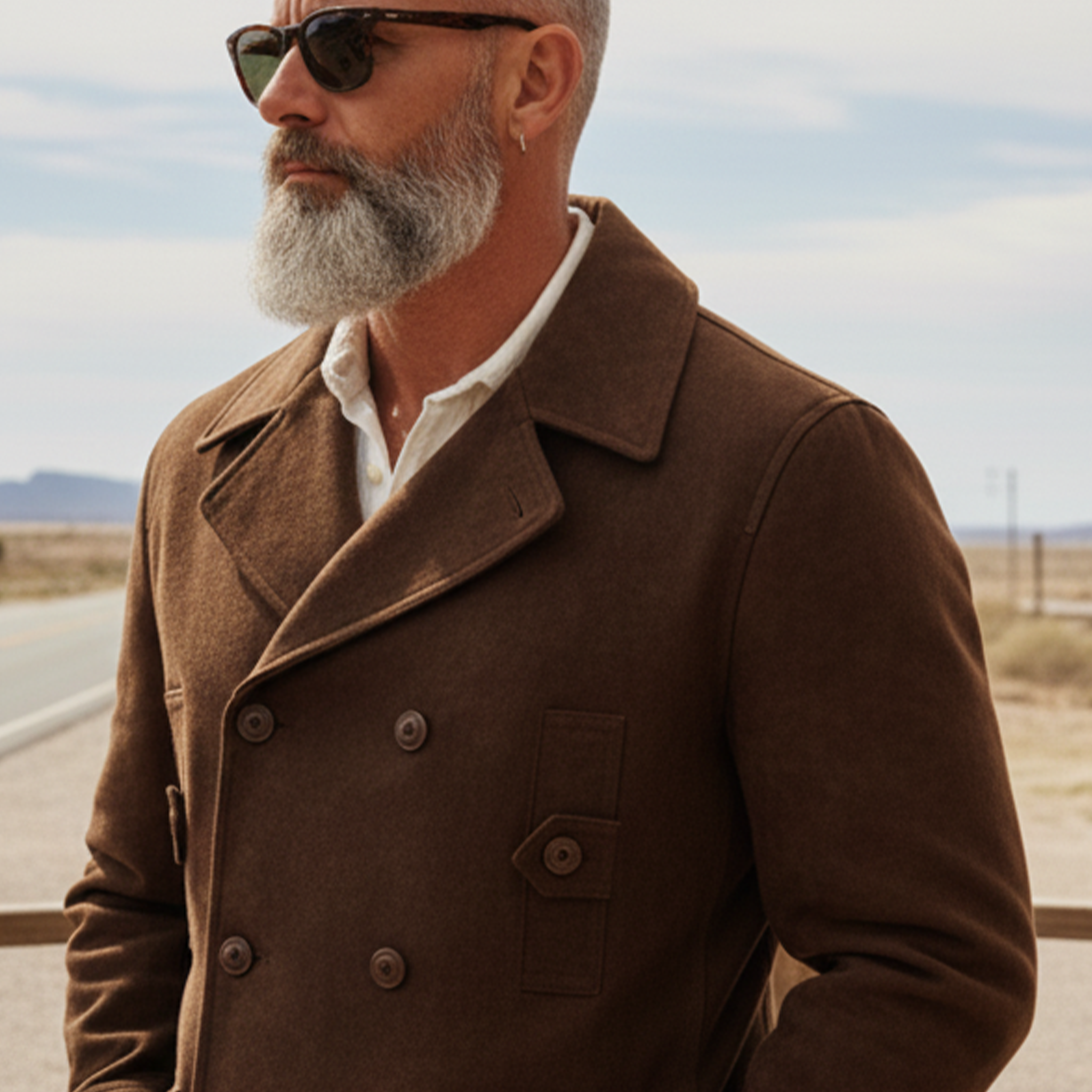 Men's Classic Retro Western Style Faux Suede Double-breasted Coat MTA1396K0K