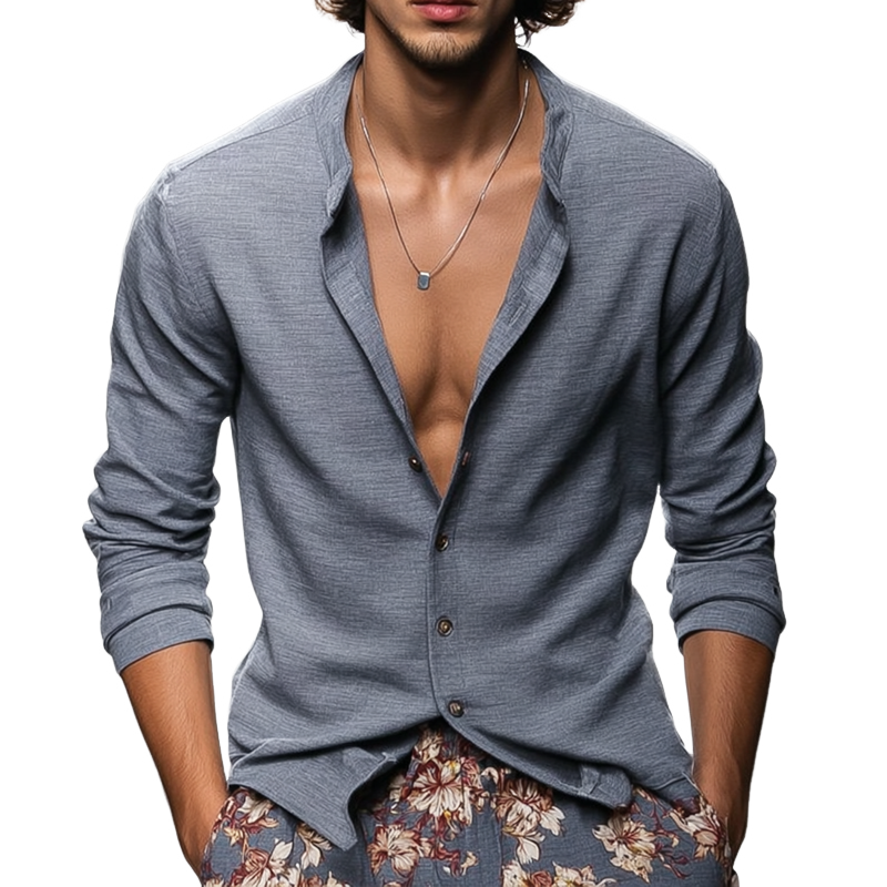 Men's Cozy Round Neck Long Sleeve Shirt MTA3052G8Z