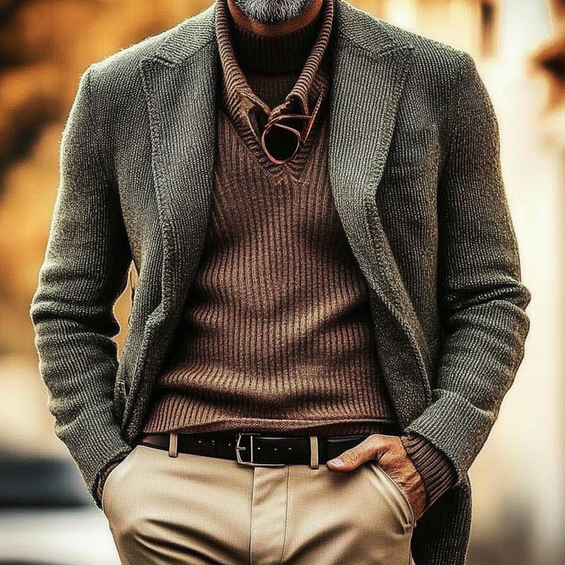 Men's Solid Color Knitted Single-breasted Cardigan MTA0929I7X