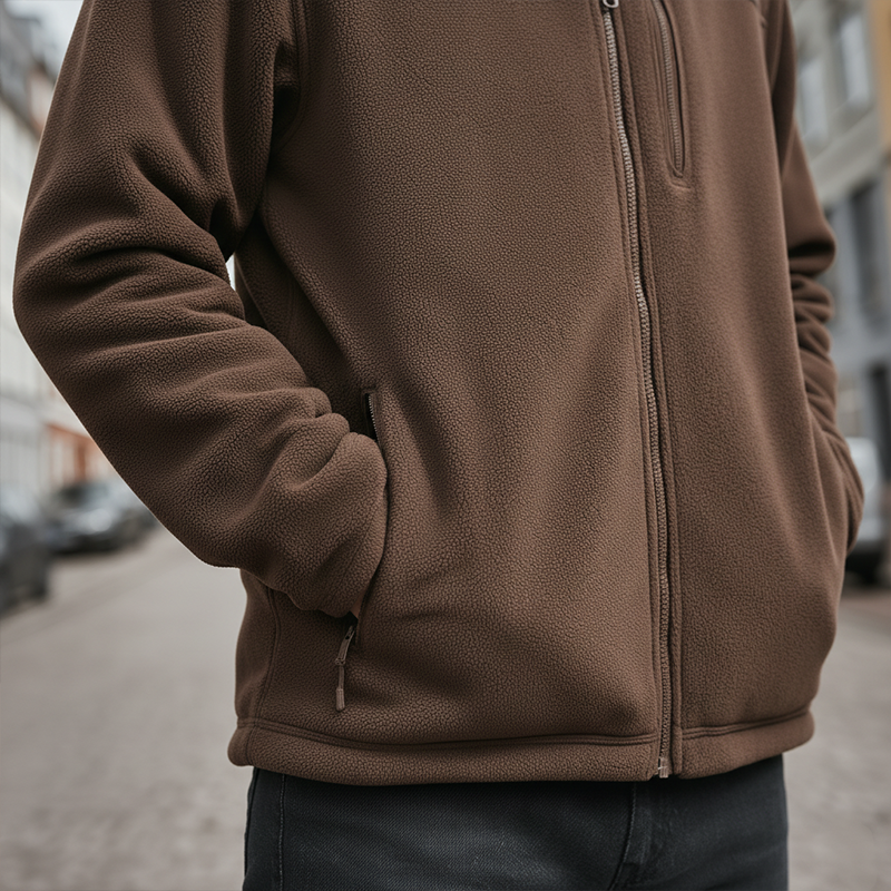 Men's Winter Retro Thin Polar Fleece Stand Collar Zipper Jacket MTA2268J2P