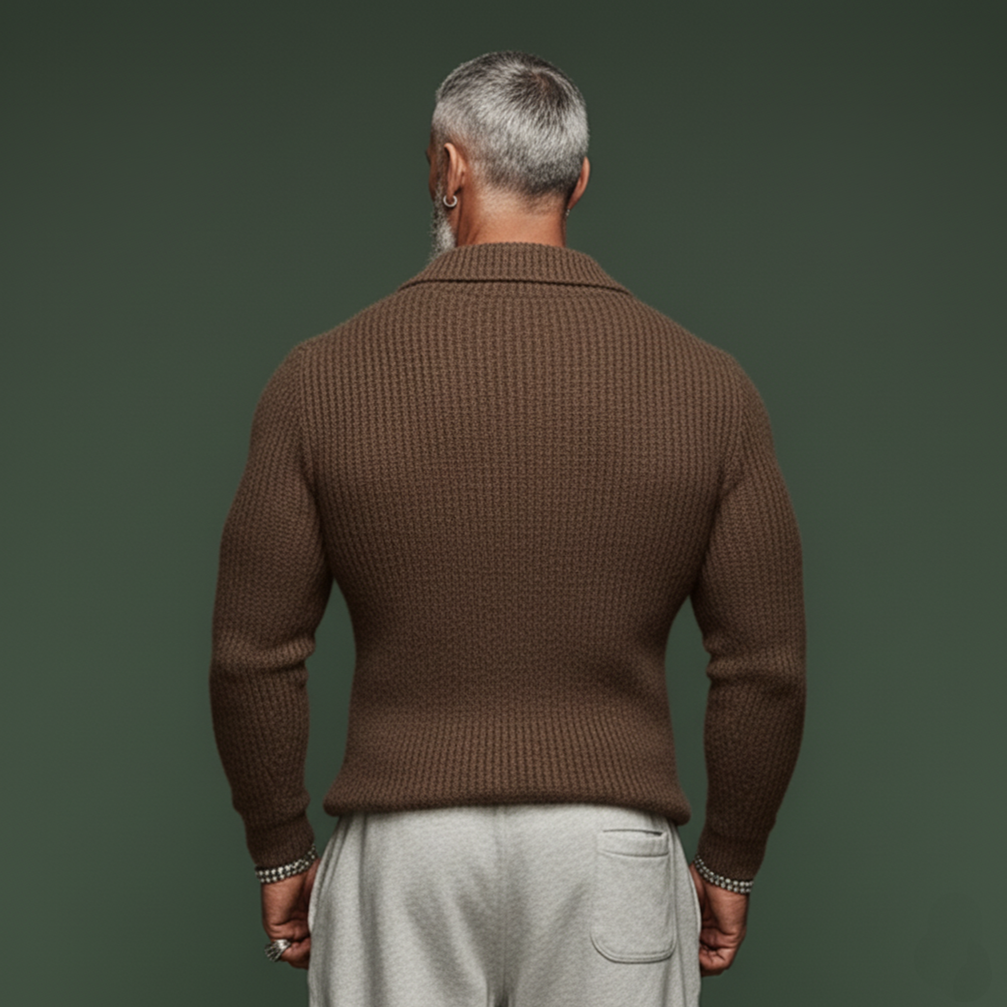 Men's Classic Casual Tie-neck Slim Fit Sweater MTA0436K3K