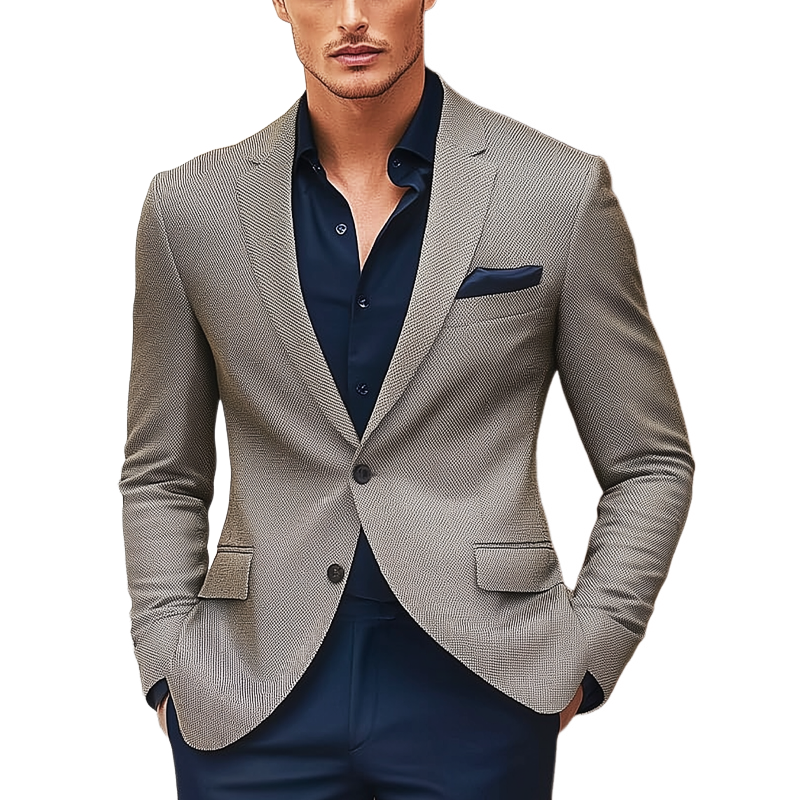 Men's Classic Notched Lapel Twill Two-button Blazer MTA3001G5U