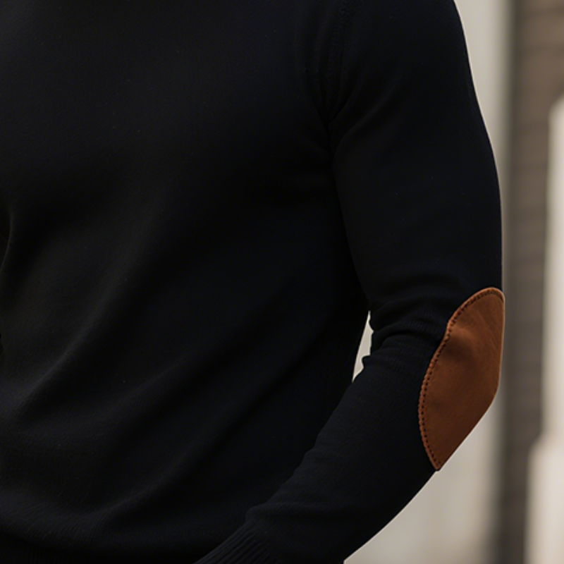 Men's Retro Casual Solid Color Stitching Round Neck Sweater MTA1179H0TO