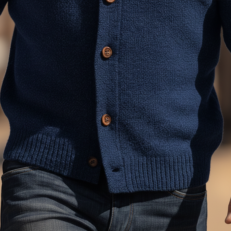 Men's Simple Solid Color Slim Fit Cotton Yarn Knit Button Cardigan MTA2183K6P