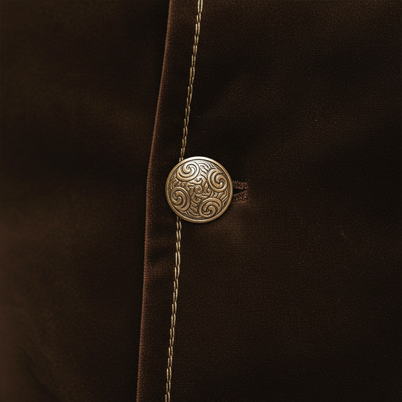 Men's Retro Embroidered Stand-up Collar Velvet Button Jacket MTA2334L6P