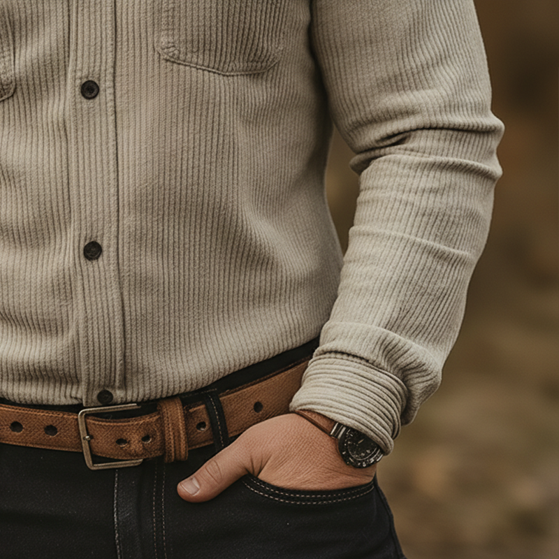 Men's Retro Corduroy Button-Up Shirt MTA1974K5P