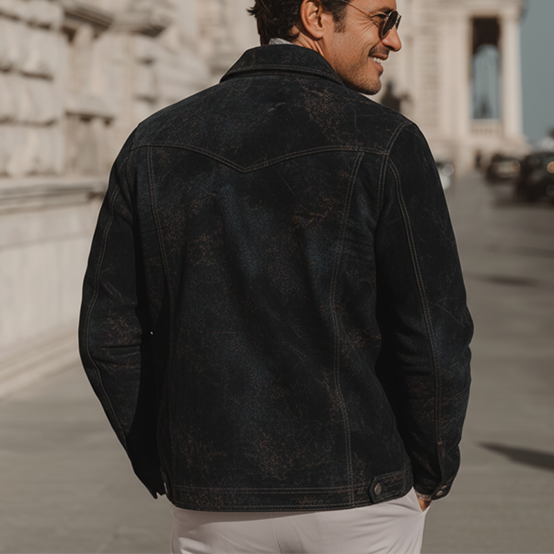 Men's Autumn And Winter Retro Pattern Faux Suede Jacket MTA1506I9P